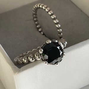 One Pandora Onyx Ring with Intricate Detailing
